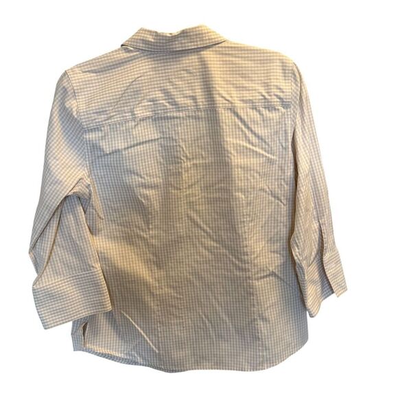 Foxcroft non-iron fitted beige gingham plaid button down spouse size 6 100% cott - Picture 3 of 4